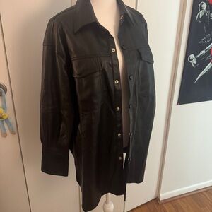 Black Faux Leather Women's Jacket